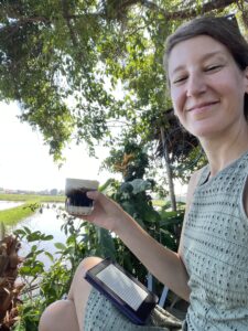 Enjoying a Salt Coffee overlooking Rice Paddies